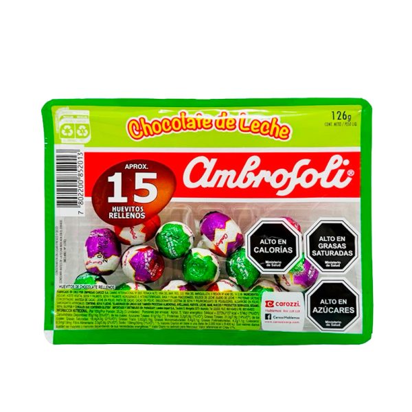 Huevitos de chocolate de leche ambrosoli 15 unidades