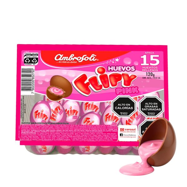 Huevitos Flipy Pink chocolates relenos frutales
