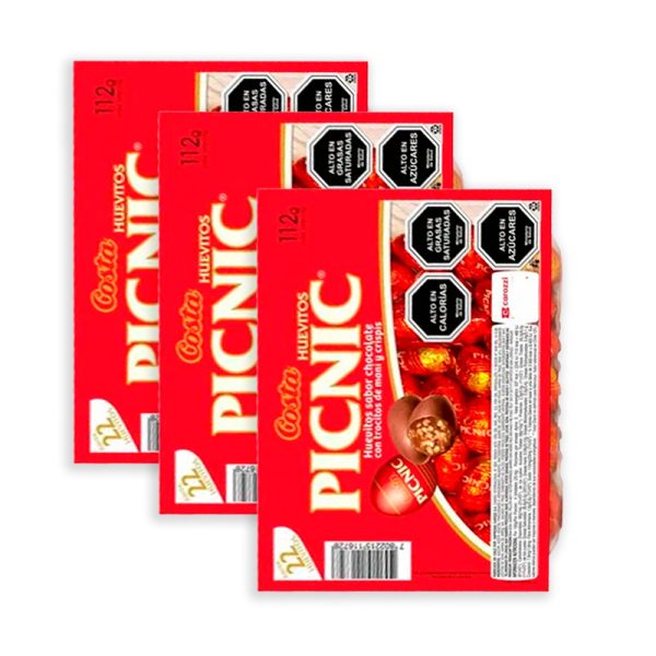 Pack 3 Bandejas Picnic huevitos de chocolate x22 unidades Costa
