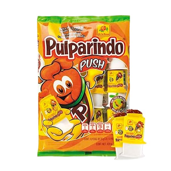 Bolsa de Pulparindo Push por 10 unidades dulces mexicanos de la rosa