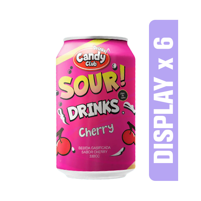 Sour drink Cherry bebida gasificada 330cc Sour Drink Cherry Display x6