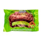Alfajor de galleta bañada en chocolate con relleno de marshmallow sabor pistacho de dubai